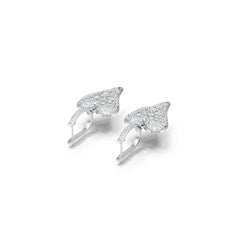 Sterling Silver Earrings with White Topaz or Moissanite Heart Theme DHJ