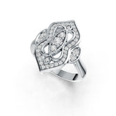 Sterling Silver Ring with White Topaz or Moissanite Vintage-Inspired DHJ