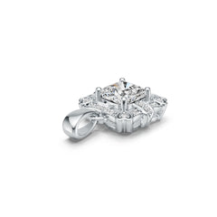 Sterling Silver Semi Mount Pendant Setting Cushion CU 7X7mm with White Topaz Accent Syzjewelry