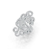Sterling Silver Cocktail Filigree Ring with White Topaz or Moissanite - Syzjewelry