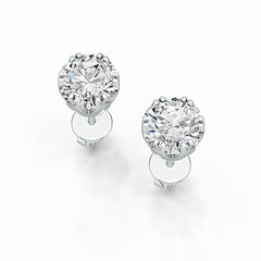 Sterling Silver Semi Mount Earrings Setting Round RD 7x7mm Simple Minimalist DHJ