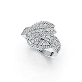 Sterling Silver Bypass Crossover Ring with White Topaz or Moissanite - Syzjewelry