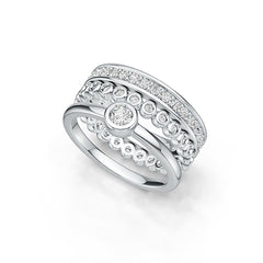 Sterling Silver Semi Mount Ring Setting Round RD 3.5mm Stackable Rings with White Topaz - Syzjewelry