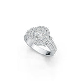 Sterling Silver Halo Ring Split Shank with White Topaz or Moissanite - Syzjewelry