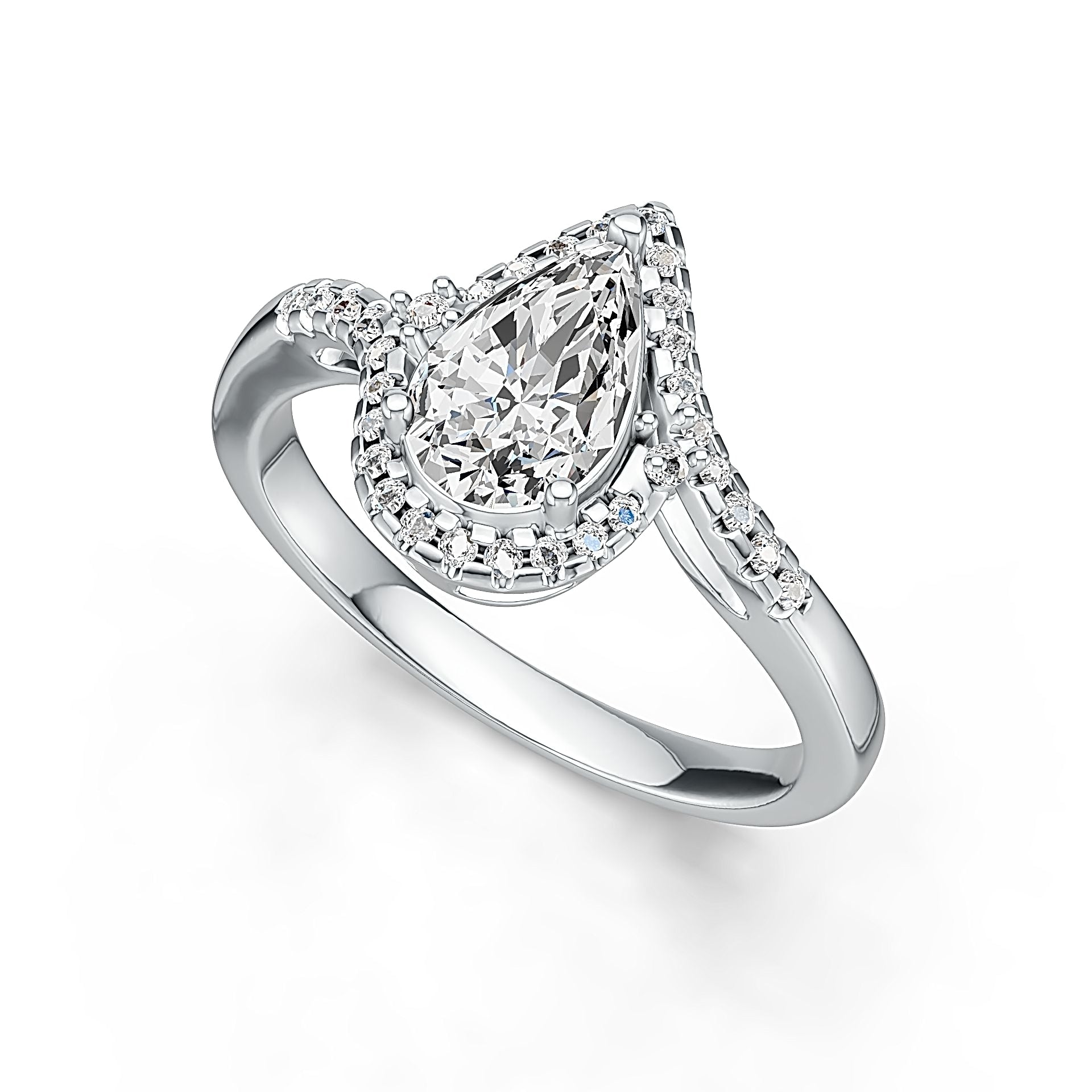 Sterling Silver Semi Mount Ring Setting Pear PE 9.5X6mm Syzjewelry