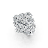Sterling Silver Cocktail Ring Flower Theme with White Topaz or Moissanite - Syzjewelry