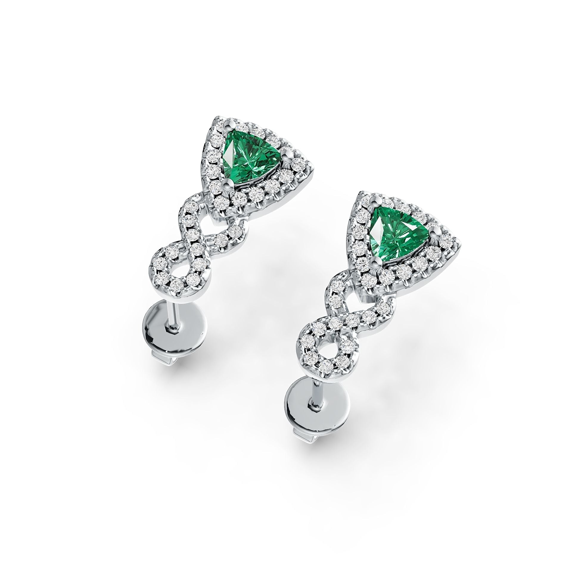 Sterling Silver Semi Mount Earrings Setting Trillion TL 4X4mm with White Topaz DHJ