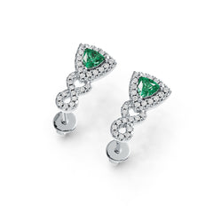 Sterling Silver Semi Mount Earrings Setting Trillion TL 4X4mm with White Topaz DHJ