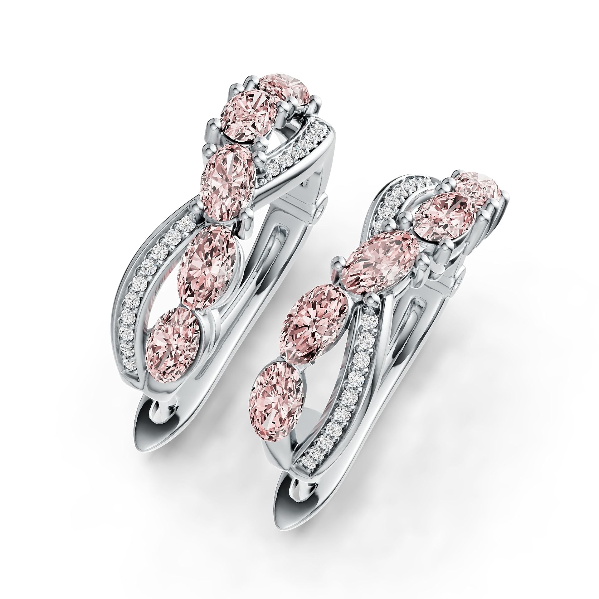 Sterling Silver Semi Mount Earrings Setting Oval OV 5X3mm with White Topaz Syzjewelry