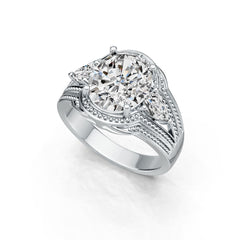 Sterling Silver Semi Mount Ring Setting Oval OV 12X10mm PE 6X4mm DHJ