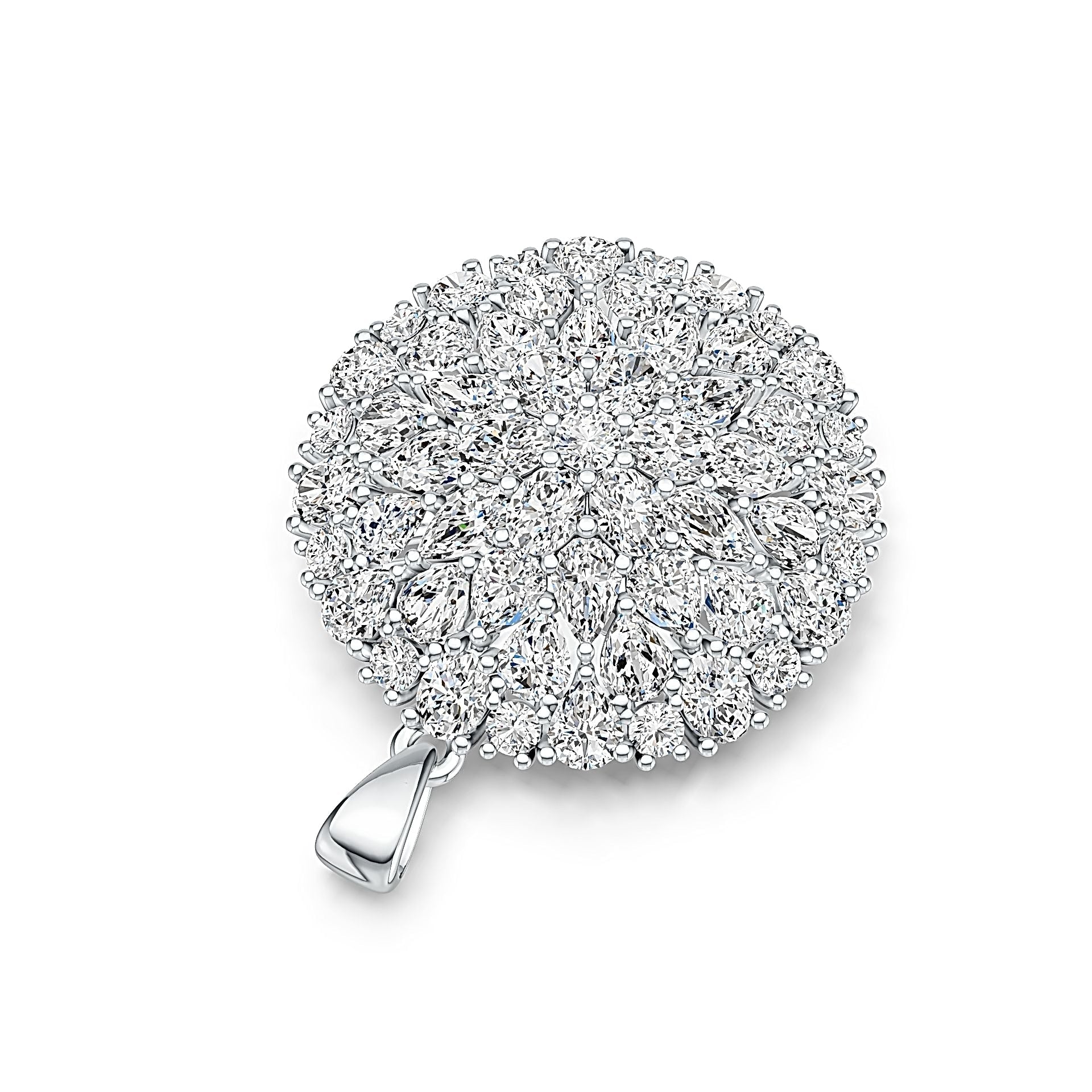 Sterling Silver Cluster Pendant with White Topaz or Moissanite DHJ