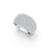 Sterling Silver Pave Dome Ring with White Topaz or Moissanite - Syzjewelry