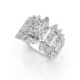 Sterling Silver Semi Mount Ring Setting Marquise MQ 14X7mm with White Topaz DHJ