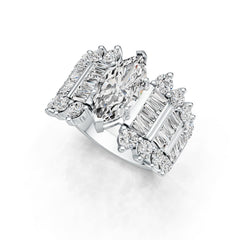 Sterling Silver Semi Mount Ring Setting Marquise MQ 14X7mm with White Topaz DHJ