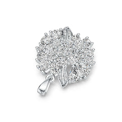 Sterling Silver Pendant Floral Theme with White Topaz or Moissanite DHJ