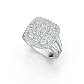 Sterling Silver Cluster Engagement Ring with White Topaz or Moissanite DHJ