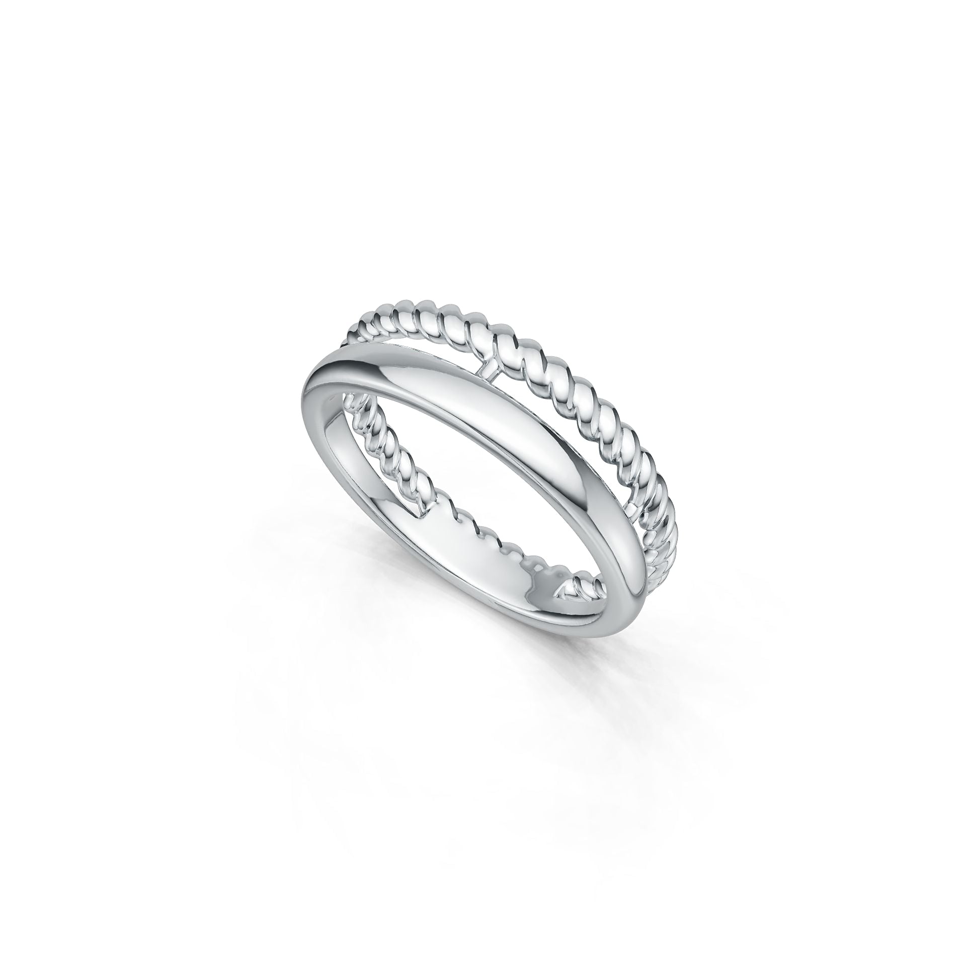 Sterling Silver Ring Double Band Twisted Rope Theme DHJ