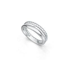 Sterling Silver Ring Double Band Twisted Rope Theme DHJ