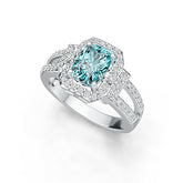 Sterling Silver Semi Mount Ring Setting Cushion CU 8X6mm with White Topaz DHJ