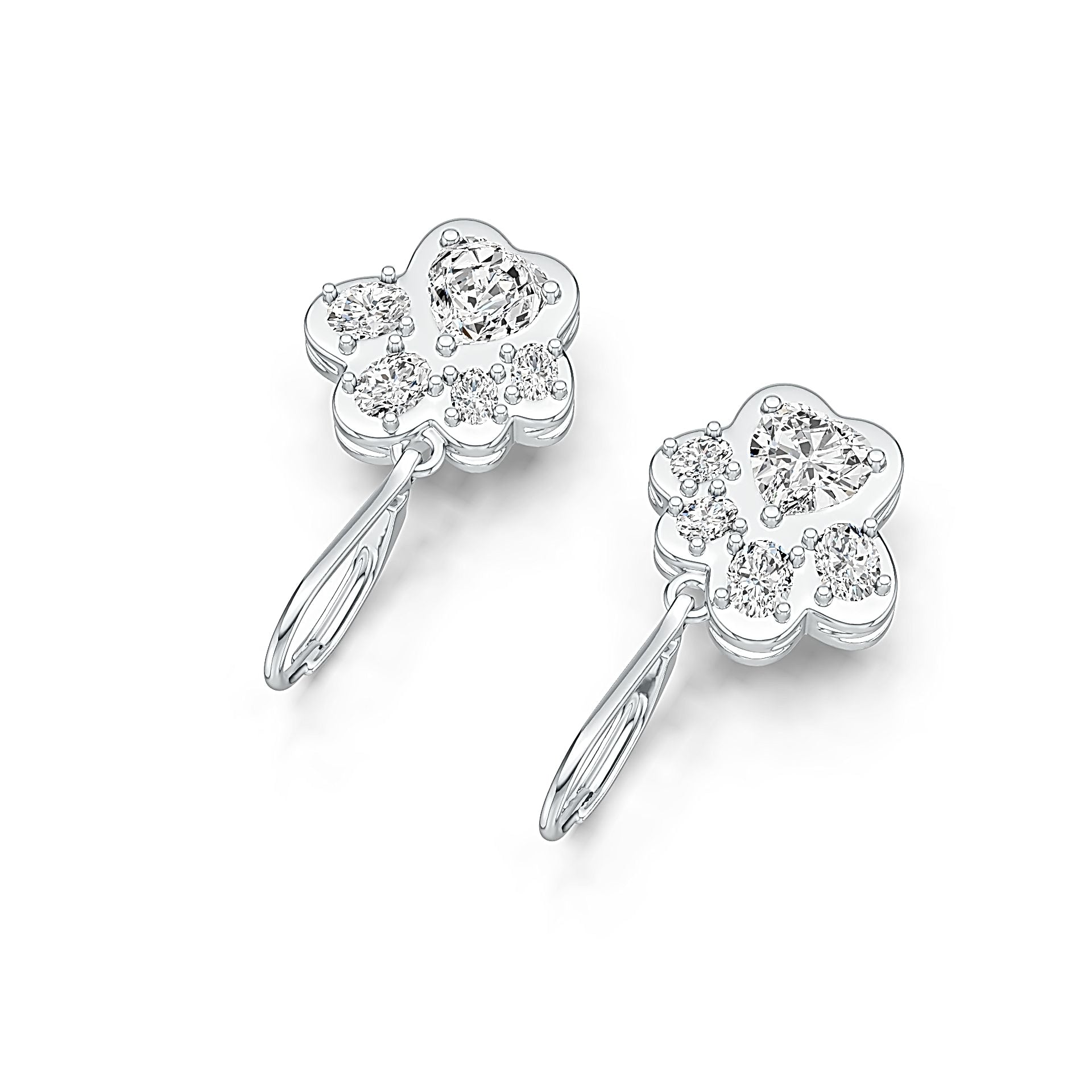 Sterling Silver Semi Mount Earrings Setting Heart HT 6X6mm OV 4X3mm OV 3X2mm DHJ