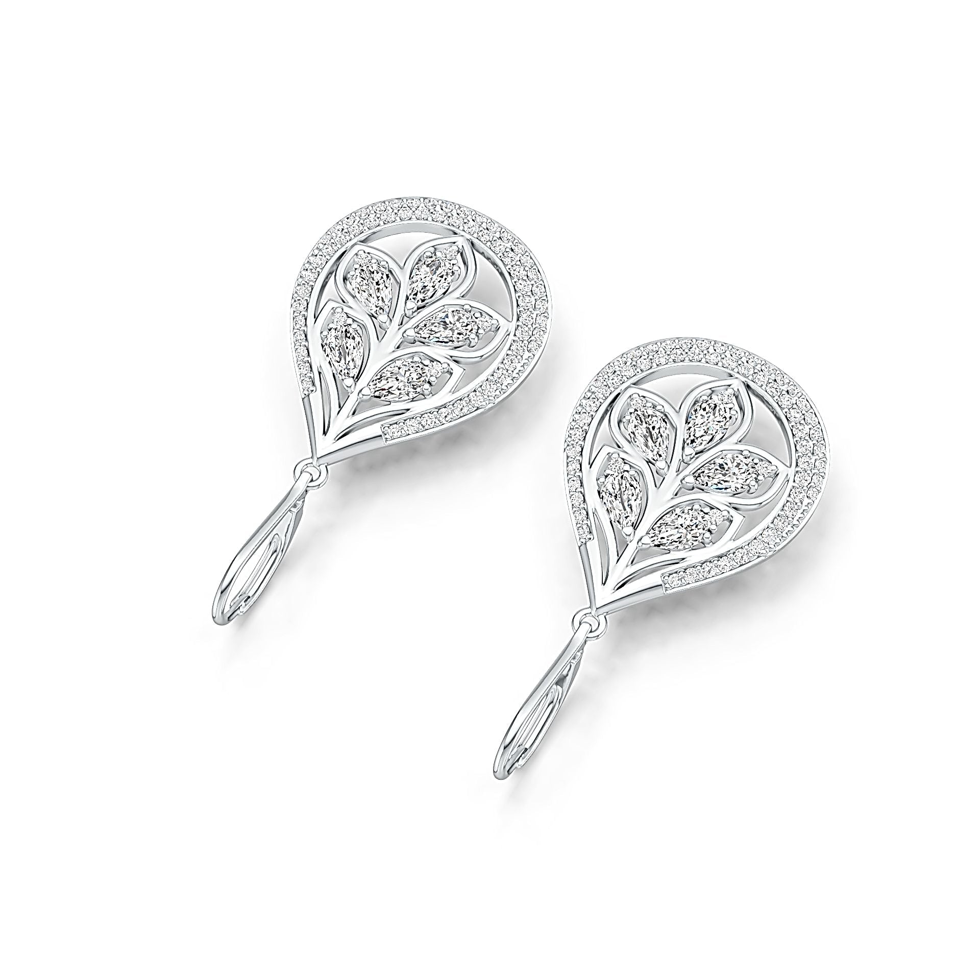Sterling Silver Semi Mount Earrings Setting Pear PE 5X3mm with White Topaz DHJ