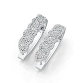 Sterling Silver Earrings Huggie Hoop with White Topaz or Moissanite DHJ