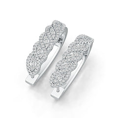 Sterling Silver Earrings Huggie Hoop with White Topaz or Moissanite DHJ