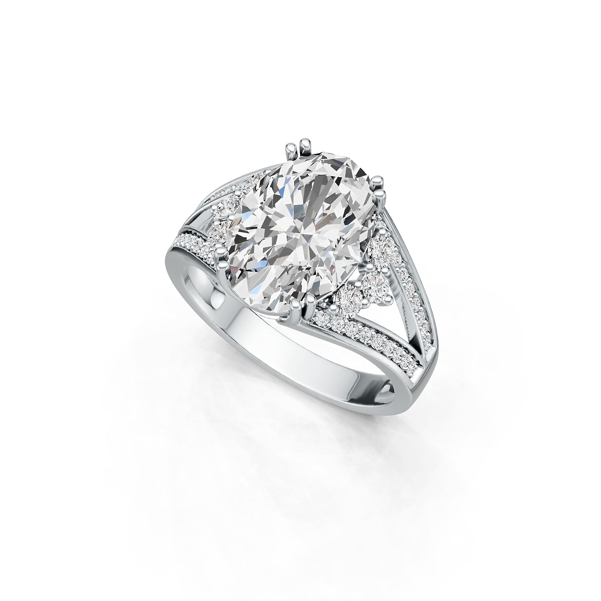 Sterling Silver Semi Mount Ring Setting Oval OV 14X10mm Split Shank DHJ