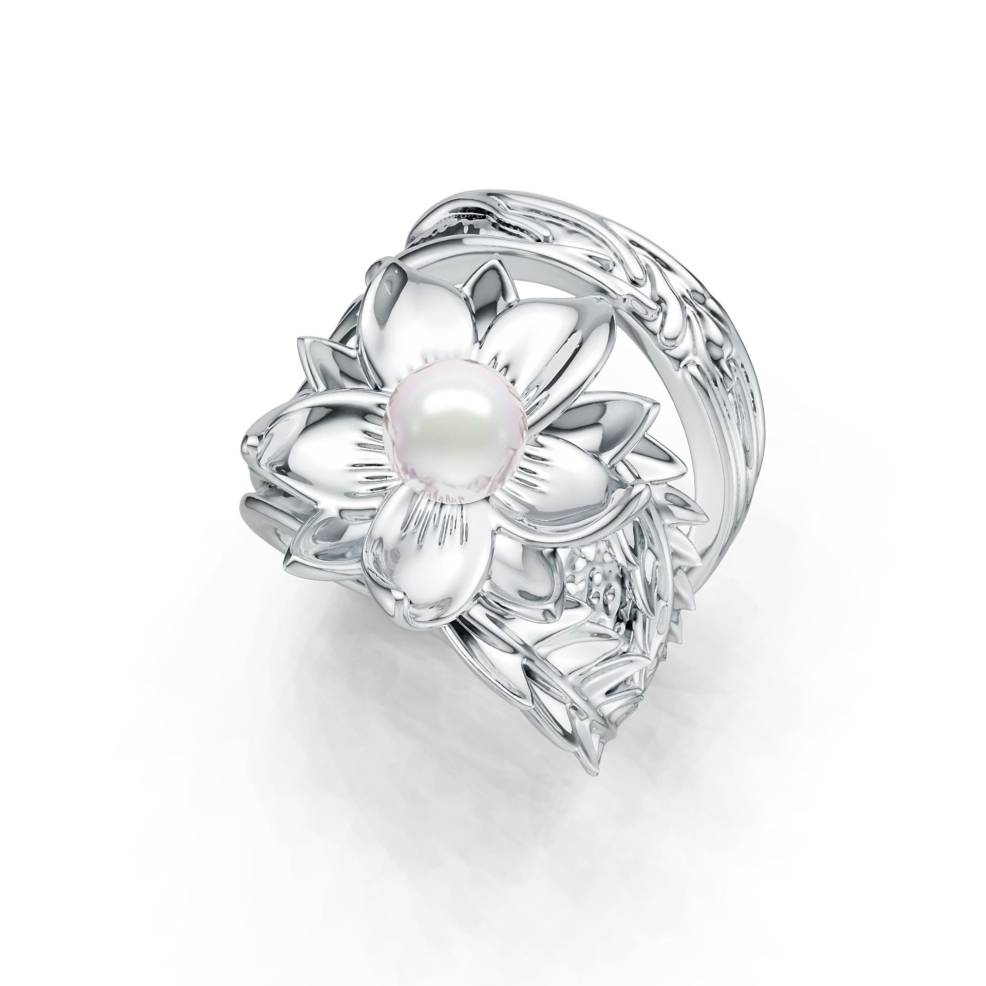 Sterling Silver Semi Mount Ring Setting Round RD 6x6-6.5mm Floral Theme DHJ