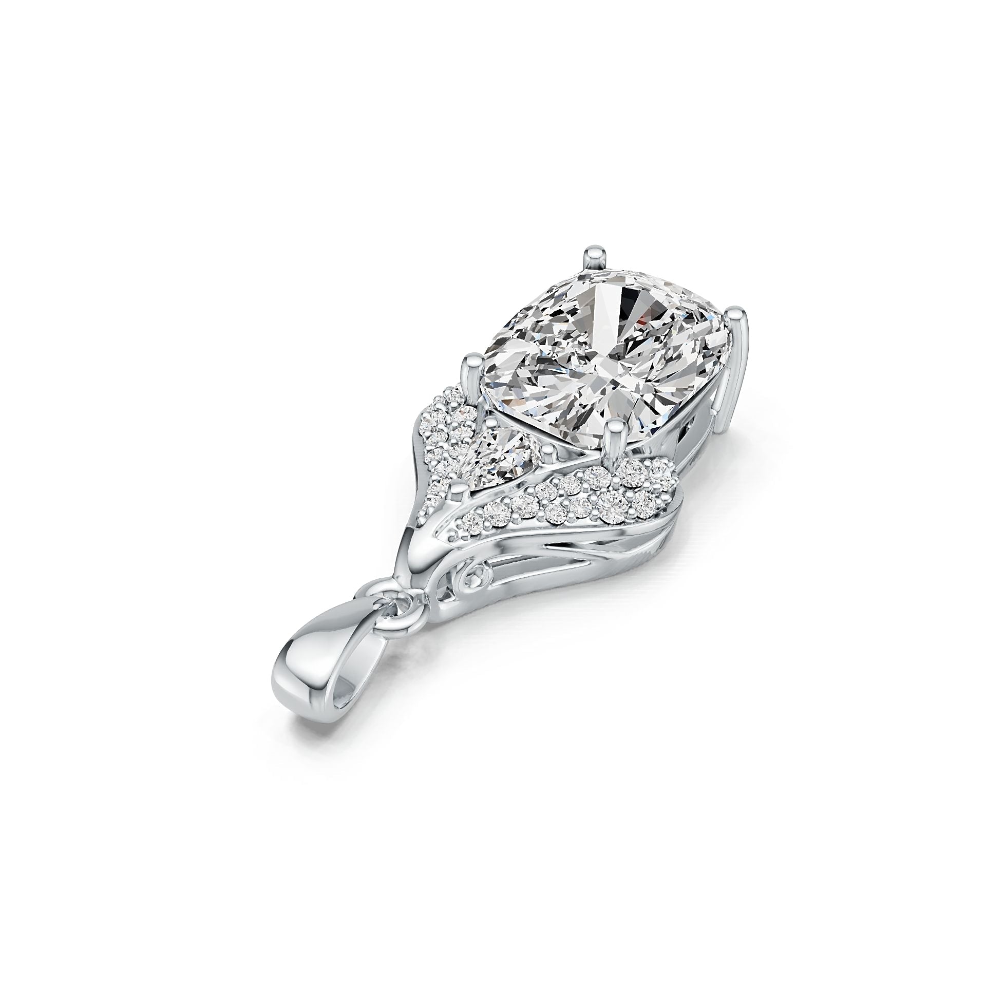 Sterling Silver Semi Mount Pendant Setting Cushion CU 11X9mm DHJ