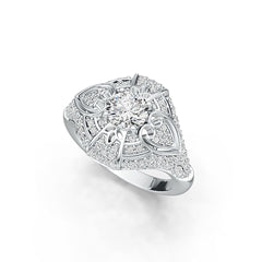 Sterling Silver Semi Mount Ring Setting Round RD 7X7mm with White Topaz DHJ
