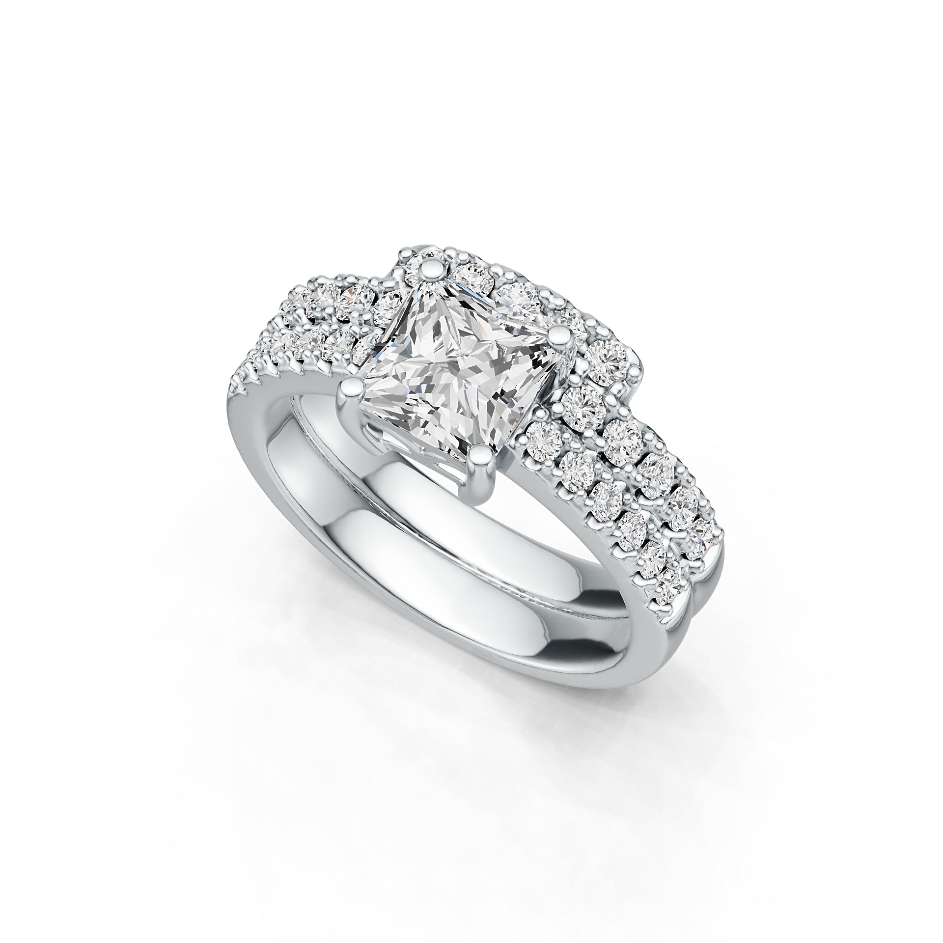 Sterling Silver Semi Mount Ring Setting Princess SQ 6x6mm with White Topaz DHJ