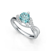 Sterling Silver Semi Mount Ring Setting Pear PE 8X6mm with White Topaz DHJ