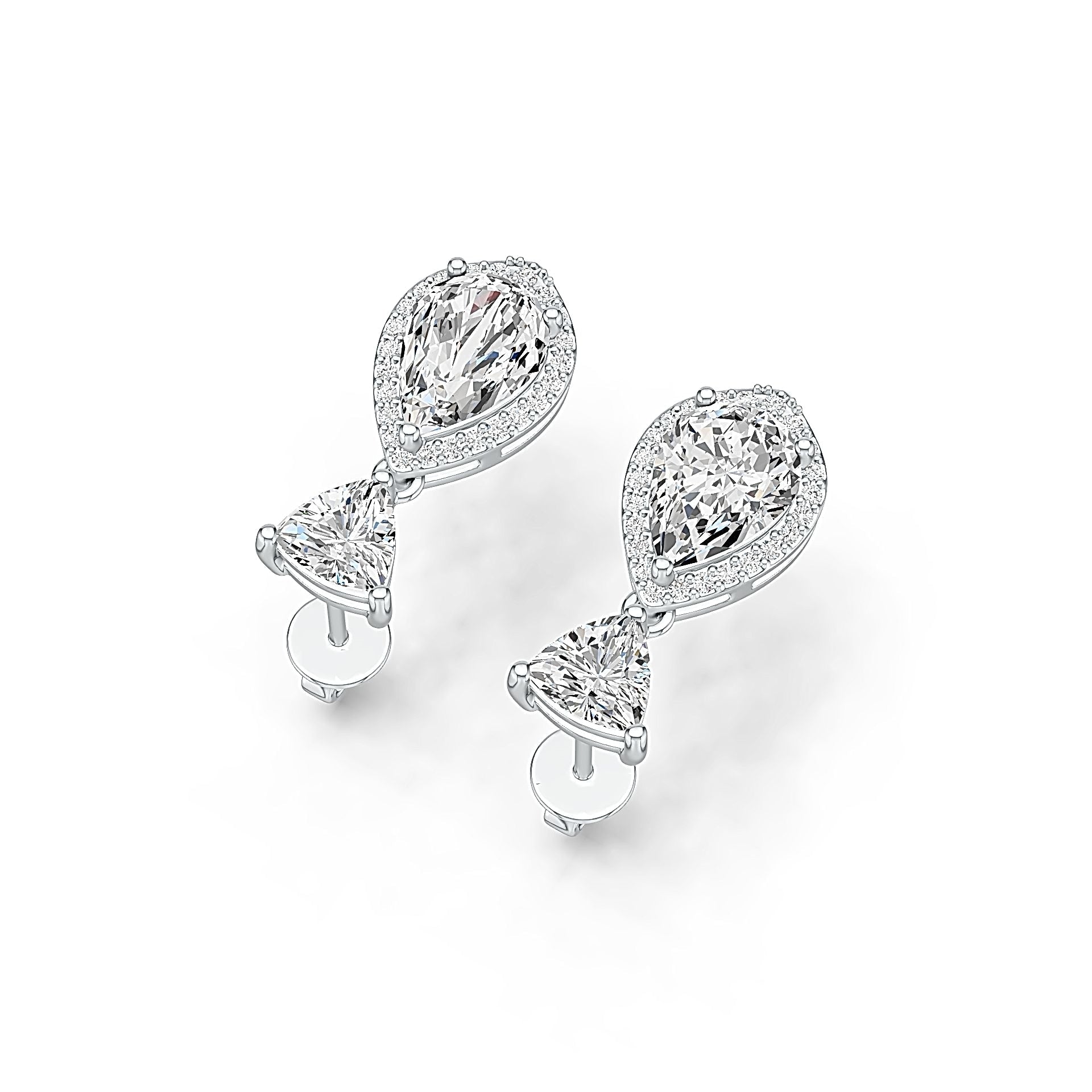 Sterling Silver Semi Mount Earrings Setting Pear PE 10X7mm TRI 6Xmm Syzjewelry