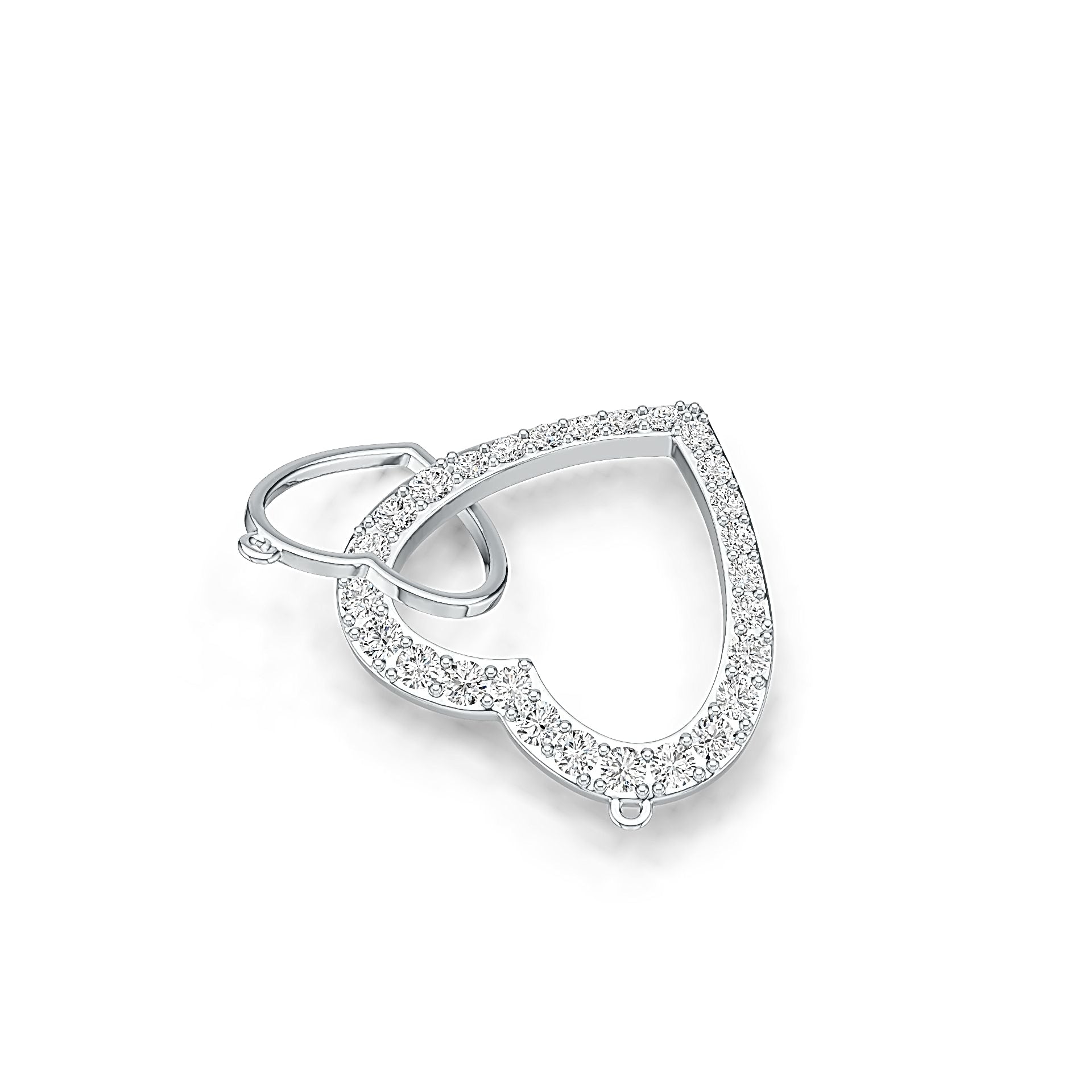 Sterling Silver Pendant Double Heart with White Topaz or Moissanite DHJ