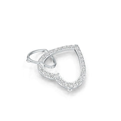 Sterling Silver Pendant Double Heart with White Topaz or Moissanite DHJ