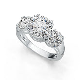 Sterling silver semi mount ring setting for round 9mm and 6.2mm stones, 3 stone design, elegant handcrafted jewelry