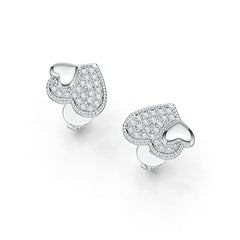 Sterling Silver Earrings Love Heart Theme with White Topaz or Moissanite Syzjewelry