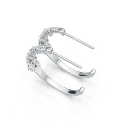 Sterling Silver Hoop Earrings with White Topaz or Moissanite DHJ