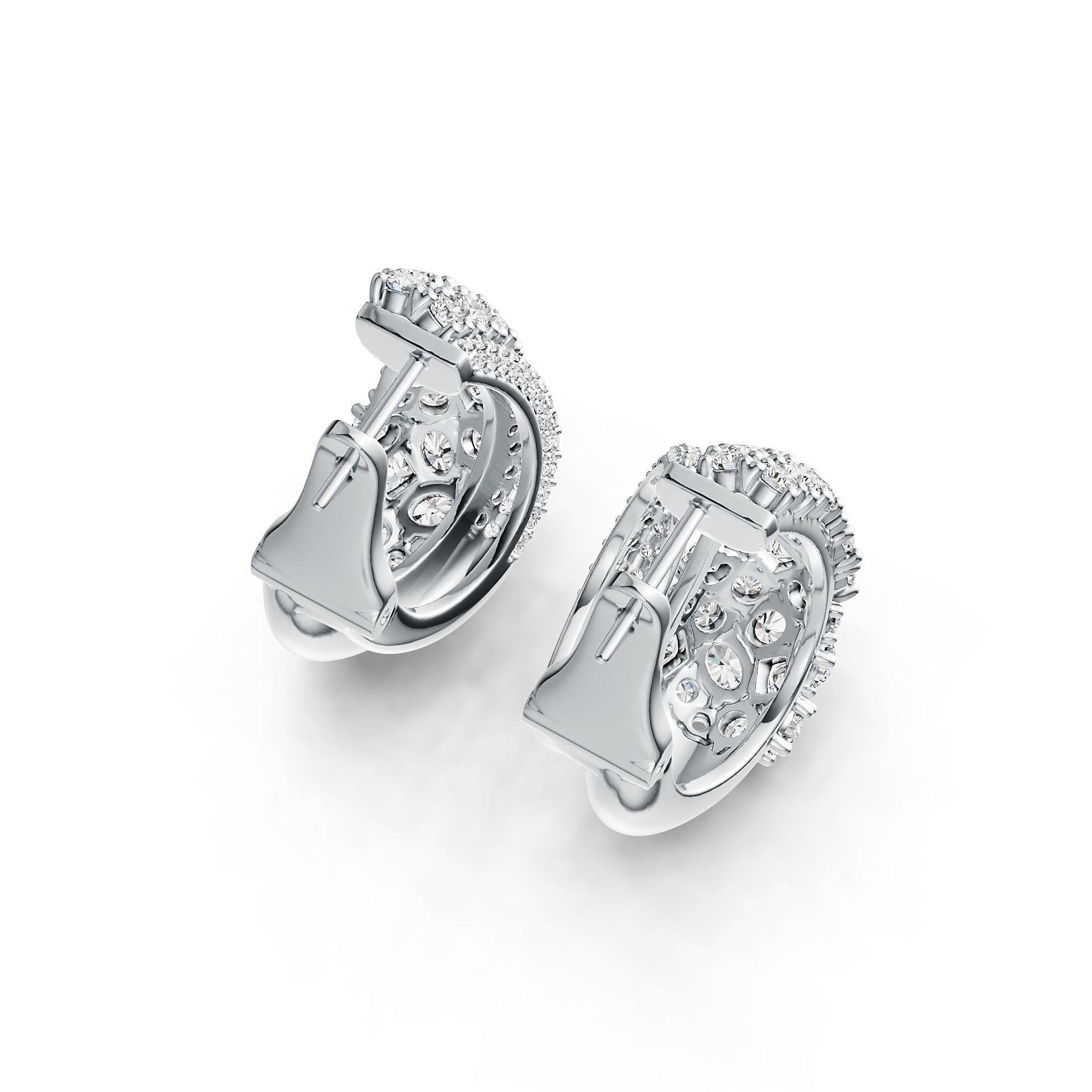 Sterling Silver Hoop Earrings with White Topaz or Moissanite DHJ