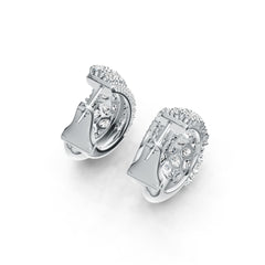 Sterling Silver Hoop Earrings with White Topaz or Moissanite DHJ