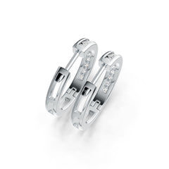 Sterling Silver Hoop Earrings with White Topaz or Moissanite Channel Set DHJ