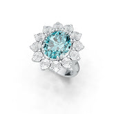 Sterling Silver Semi Mount Ring Setting Oval OV 12X10mm Halo Cocktail Ring DHJ