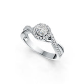 Sterling Silver Semi Mount Ring Setting Round RD 5x5mm with White Topaz Halo Twist Band DHJ
