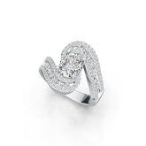 Sterling Silver Semi Mount Ring Setting Oval OV 9X7mm with White Topaz - Syzjewelry