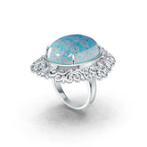 Sterling Silver Semi Mount Ring Setting Oval OV 21X16.5mm Cabochon DHJ