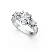 Sterling Silver Semi Mount Ring Setting Round RD 8x8mm OV 6x4mm 3-Stone Ring DHJ