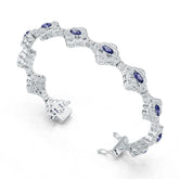 Sterling Silver Tennis Moissanite or Sapphire Bracelet Oval OV 5X3mm 7" Topaz