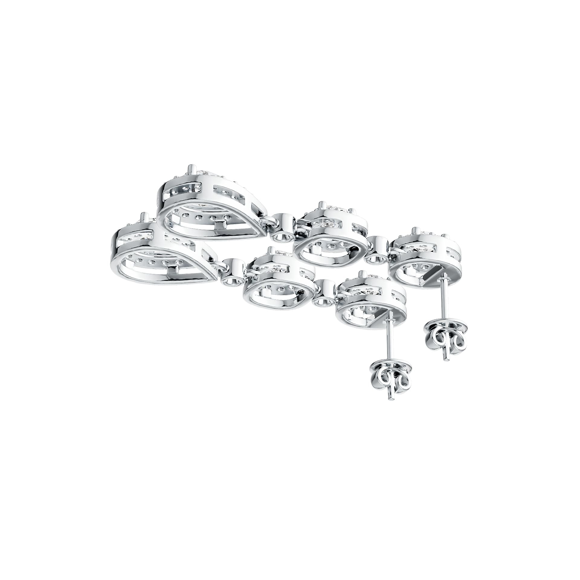 Sterling Silver Semi Mount Earrings Setting Pear PE 7X5mm CU 4X4mm OV 4X3mm DHJ