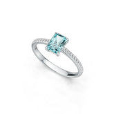 Sterling Silver Semi Mount Ring Setting Emerald OCT 7X5mm with White Topaz DHJ